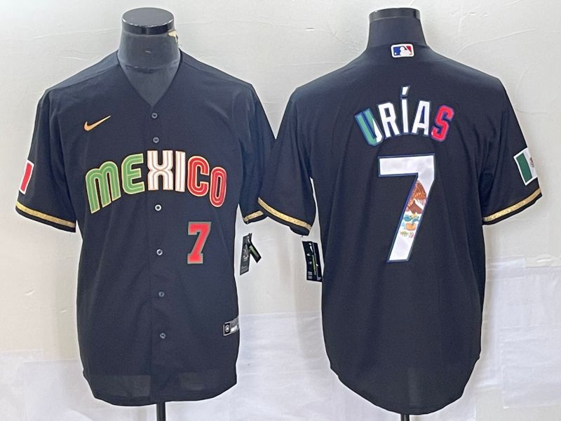 Men 2023 World Cub Mexico #7 Urias Black Nike MLB Jersey style 9184